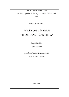 Luận văn thạc sĩ hán nôm nghiên cứu tác phẩm trung dung giảng nghĩa