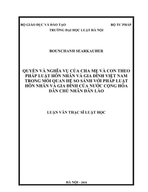 Luận văn thạc sĩ luật học quyền và nghĩa vụ của cha mẹ và con theo pháp luật hôn nhân và gia đình việt nam trong mối quan hệ so sánh với pháp luật hôn nhân và gia đình của nước cộng hòa dân chủ nhân dân lào