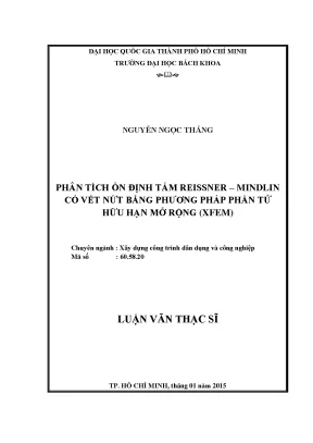 Luận văn thạc sĩ kỹ thuật xây dựng phân tích ổn định tấm reissnermindlin có vết nứt bằng phương pháp phần tử hữu hạn mở rộng xfem