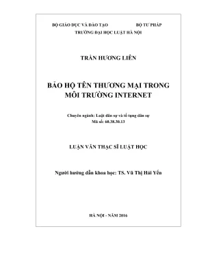 Luận văn thạc sĩ luật học bảo hộ tên thương mại trong môi trường internet
