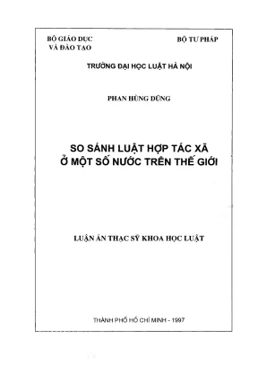 Luận văn thạc sĩ luật học so sánh hợp tác xã ở một số nước trên thế giới