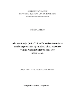 Luận văn thạc sĩ kỹ thuật môi trường đánh giá hiệu quả xử lý nước thải bằng hệ pin nhiên liệu vi sinh vật không dùng màng so với hệ pin nhiên liệu vi sinh vật dùng màng