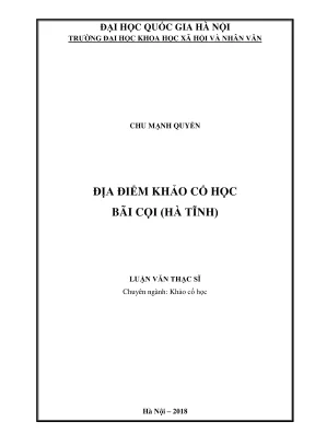 Luận văn thạc sĩ khảo cổ học địa điểm khảo cổ học bãi cọi hà tĩnh