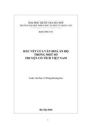 Luận văn thạc sĩ đông phương học dấu vết của văn hóa ấn độ trong một số truyện cổ tích việt nam