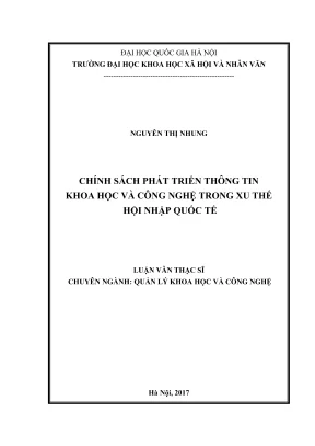 Luận văn thạc sĩ quản lý kho học và công nghệ chính sách phát triển thông tin khoa học và công nghệ trong xu thế hội nhập quốc tế