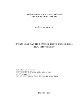 Luận văn thạc sĩ toán học phân loại các hệ phương trình trong toán học phổ thông