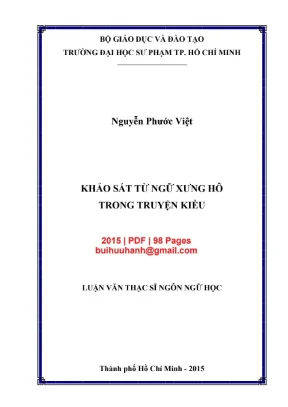 Luận văn thạc sĩ ngôn ngữ học khảo sát từ ngữ xưng hô trong truyện kiều