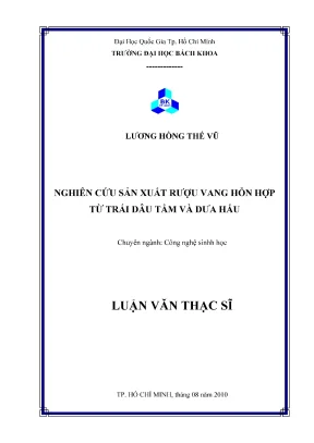 Luận văn thạc sĩ công nghệ sinh học nghiên cứu sản xuất rượu vang hỗn hợp từ trái dâu tằm và dưa hấu