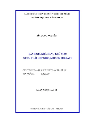Luận văn thạc sĩ kỹ thuật môi trường đánh giá khả năng khử màu nước thải dệt nhuộm bằng ferrate