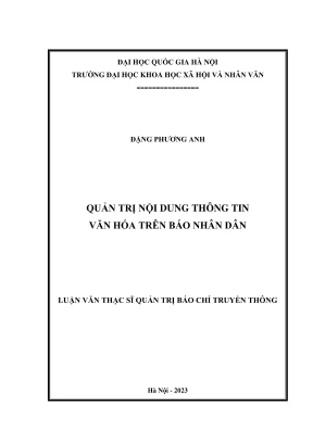 Luận văn thạc sĩ quản trị báo chí truyền thông quản trị nội dung thông tin văn hóa trên báo nhân dân