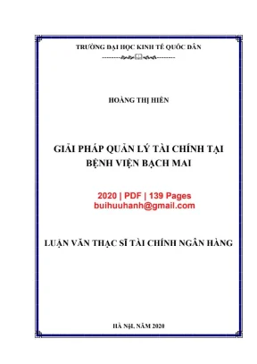 Luận văn thạc sĩ tài chính ngân hàng giải pháp quản lý tài chính tại bệnh viện bạch mai