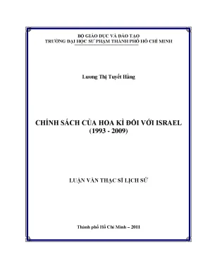 Luận văn thạc sĩ lịch sử chính sách của hoa kì đối với israel 1993 2009