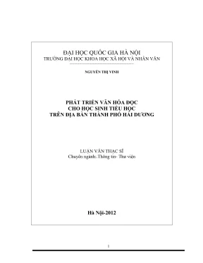 Luận văn thạc sĩ thông tin thư viện phát triển văn hóa đọc cho học sinh tiểu học trên địa bàn thành phố hải dương