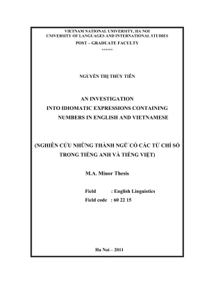 Luận văn thạc sĩ ngôn ngữ học an investigation into idiomatic expressions containing numbers in english and vietnamese