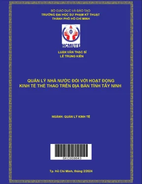 Luận văn thạc sĩ quản lý nhà nước đối với hoạt động kinh tế thể thao trên địa bàn tỉnh tây ninh