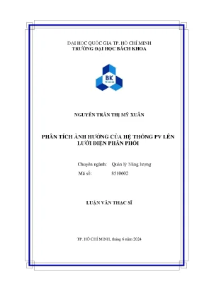 Luận văn thạc sĩ quản lý năng lượng phân tích ảnh hưởng của hệ thống pv lên lưới điện phân phối
