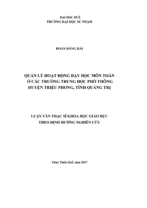 Luận văn thạc sĩ quản lý giáo dục quản lý hoạt động dạy học môn toán ở các trường trung học phổ thông huyện triệu phong tỉnh quảng trị