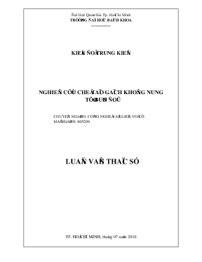 Luận văn thạc sĩ công nghệ vật liệu nghiên cứu chế tạo gạch không nung từ bùn đỏ