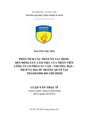 Luận văn thạc sĩ quản trị kinh doanh phân tích các nhân tố tác động đến động lực làm việc của nhân viên làm việc tại công ty cổ phần tư vấn thương mại dịch vụ địa ốc hoàng quân