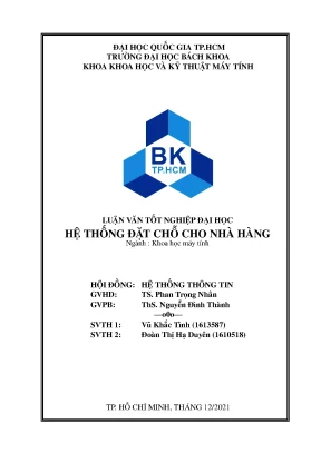 Luận văn tốt nghiệp khoa học máy tính hệ thống đặt chỗ cho nhà hàng