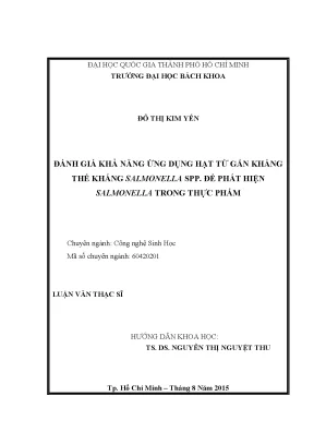 Luận văn thạc sĩ công nghệ sinh học đánh giá khả năng ứng dụng hạt từ gắn kháng thể kháng salmonella spp để phát hiện salmonella trong thực phẩm