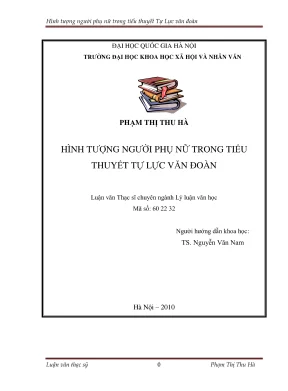 Luận văn thạc sĩ văn học hình tượng người phụ nữ trong tiểu thuyết tự lực văn đoàn