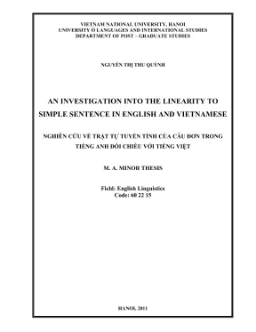 Luận văn thạc sĩ ngôn ngữ học an investigation into the linearity to simple sentence in english and vietnamese