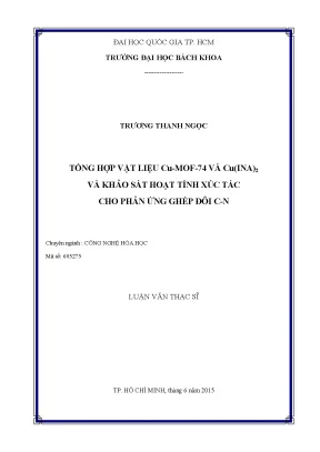 Luận văn thạc sĩ công nghệ hóa học tổng hợp vật liệu cumof74 và cuina2 và khảo sát hoạt tính xúc tác cho phản ứng ghép đôi cn