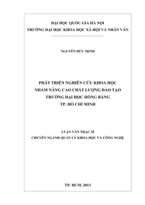 Luận văn thạc sĩ quản lý khoa học và công nghệ phát triển nghiên cứu khoa học nhằm nâng cao chất lượng đào tạo trường đại học hồng bàng tp hồ chí minh