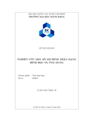 Luận văn thạc sĩ toán ứng dụng nghiên cứu một số mô hình nhận dạng hình học và ứng dụng