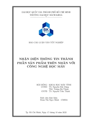 Luận văn tốt nghiệp khoa học máy tính nhận diện thông tin thành phần sản phẩm trên nhãn với công nghệ học máy