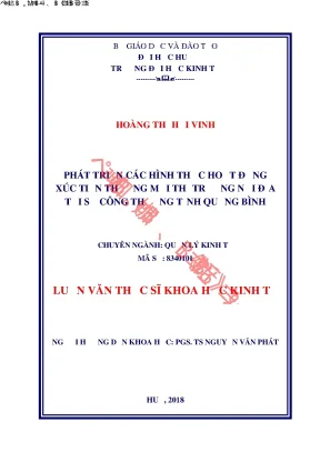 Luận văn thạc sĩ khoa học kinh tế phát triển các hình thức hoạt động xúc tiến thương mại thị trường nội địa tại sở công thương tỉnh quảng bình
