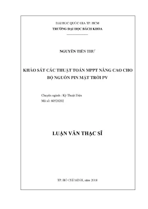 Luận văn thạc sĩ kỹ thuật điện khảo sát các thuật toán mppt nâng cao cho bộ nguồn pin mặt trời pv