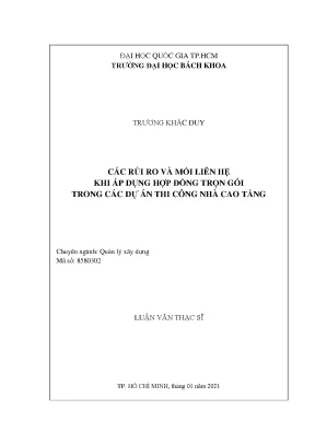 Luận văn thạc sĩ quản lý xây dựng các rủi ro và mối liên hệ khi áp dụng hợp đồng trọn gói trong các dự án thi công nhà cao tầng
