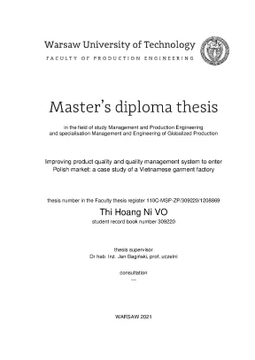 Luận văn thạc sĩ improving product quality and quality management system to enter polish market a case study of a vietnamese garment factory