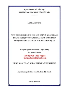 Luận văn thạc sĩ tài chính ngân hàng phát triển hoạt động cho vay đối với khách hàng doanh nghiệp vừa và nhỏ tại ngân hàng tmcp ngoại thương việt nam chi nhánh nghệ an