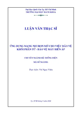 Luận văn thạc sĩ hệ thống điện ứng dụng mạng neuron mờ cho việc bảo vệ khối phần tử bảo vệ máy biến áp