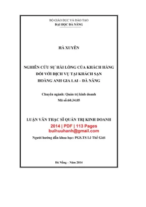 Luận văn thạc sĩ quản trị kinh doanh nghiên cứu sự hài lòng của khách hàng đối với dịch vụ tại khách sạn hoàng anh gia lai đà nẵng