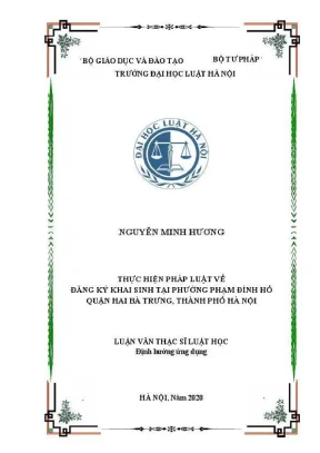 Luận văn thạc sĩ luật học thực hiện pháp luật về đăng ký khai sinh tại phường phạm đình hổ quận hai bà trưng thành phố hà nội