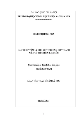 Luận văn thạc sĩ tâm lý học can thiệp tâm lý cho một trường hợp thanh niên có dấu hiệu kiệt sức