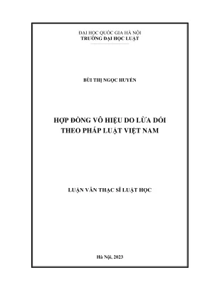 Luận văn thạc sĩ luật học hợp đồng vô hiệu do lừa dối theo pháp luật việt nam