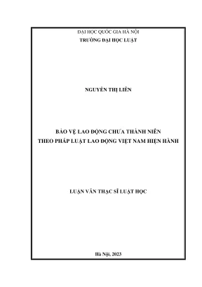 Luận văn thạc sĩ luật học bảo vệ lao động chưa thành niên theo pháp luật lao động việt nam hiện hành