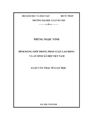 Luận văn thạc sĩ luật học bình đẳng giới trong pháp luật lao động và an sinh xã hội việt nam