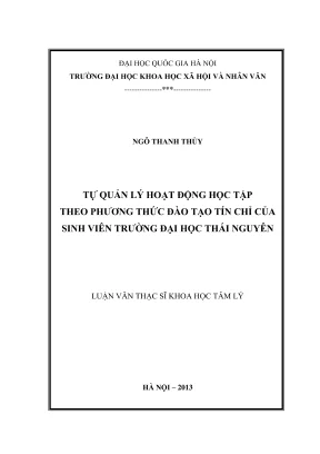 Luận văn thạc sĩ tâm lý học tự quản lý hoạt động học tập theo phương thức đào tạo tín chỉ của sinh viên trường đại học thái nguyên