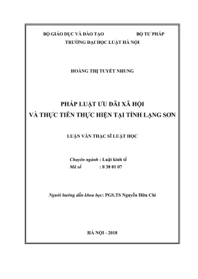 Luận văn thạc sĩ luật học pháp luật ưu đãi xã hội và thực tiễn thực hiện tại tỉnh lạng sơn