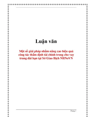 Luận văn đề tài giải pháp nhằm nâng cao hiệu quả công tác thẩm định tài chính trong cho vay trung dài hạn tại sở giao dịch nhnovn