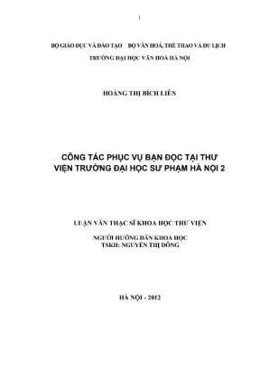 Luận văn thạc sĩ khoa học thư viện công tác phục vụ bạn đọc tại thư viện trường đại học sư phạm hà nội 2