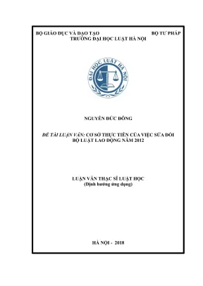 Luận văn thạc sĩ luật học cơ sở thực tiễn của việc sửa đổi bộ luật lao động năm 2012
