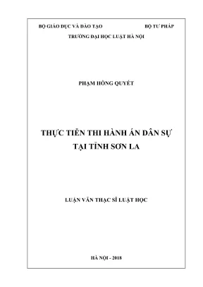 Luận văn thạc sĩ luật học thực tiễn thi hành án dân sự tại tỉnh sơn la