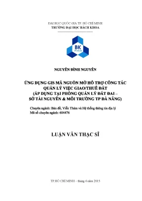Luận văn thạc sĩ bản đổ viễn thám và hệ thống thông tin địa lý ứng dụng gis mã nguồn mở hỗ trợ công tác quản lý việc giao